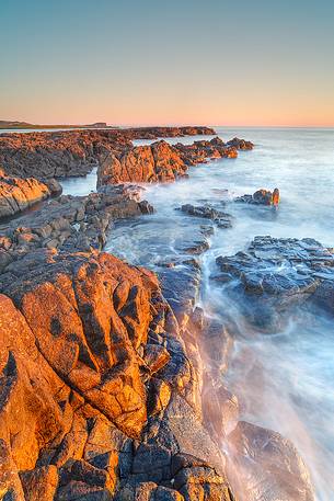 Warm light at dusk during a summer morning, United Kingdom, UK, Scotland, Inner Hebrides, Isle of Skye 