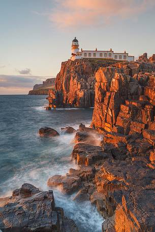 Sunset at Neist Point from the northern point fo the peninsula, United Kingdom, UK, Scotland, Inner Hebrides, Isle of Skye Sunset at Neist Point from the northern point fo the peninsula, United Kingdom, UK, Scotland, Inner Hebrides, Isle of Skye