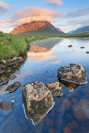 The first light in the morning hit the peak of the great shepard, Buachaille The first light in the morning hit the peak of the great shepard, Buachaille