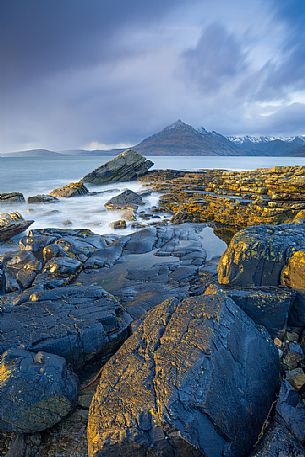 The warm light of late afternoon on the rocks. Just before the rain storm was coming