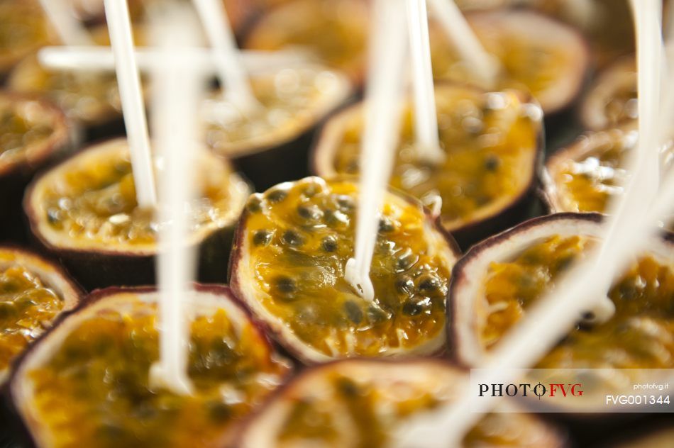 Detail of passion fruit in a market of Nazareth, Israel