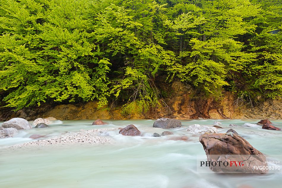 The crystal clear waters of thaw down to the valley