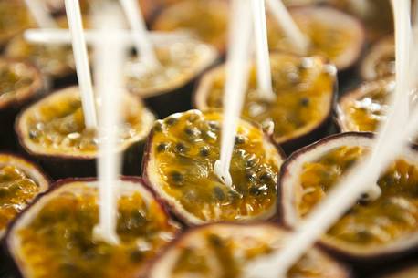 Detail of passion fruit in a market of Nazareth, Israel