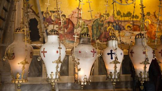 Interior of the Church of the Holy Sepulchre in Jerusalem, Israel