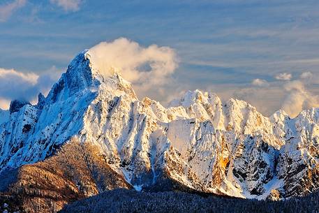 Sernio Mount covered by snow after an intense snowfall