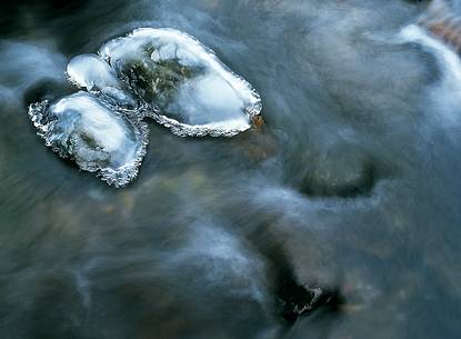 Ice forms on river