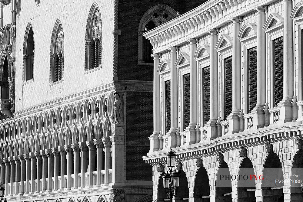 An intimate black and white view of traditional architecture of Venice, Italy, Europe