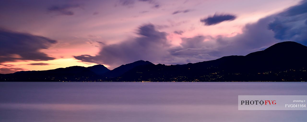 Garda lake from Torri del Benaco at twilight, Verona, Veneto, Italy, Europe