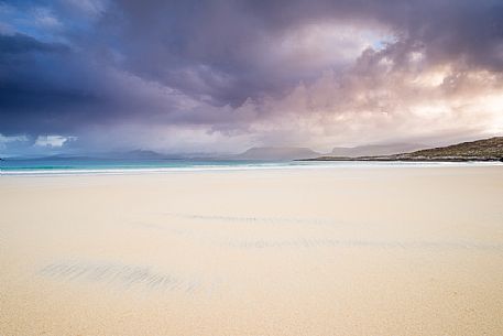 Dawn on Luskentyre beach in the Outer Hebrides on the Isle of Harris, Scotland.