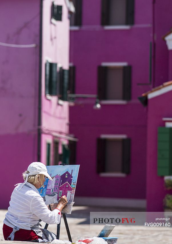 urban colorfull architecture or Burano near Venice, new and old house create a magic atmosphere