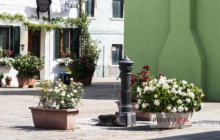 urban colorfull architecture or Burano near Venice, new and old house create a magic atmosphere