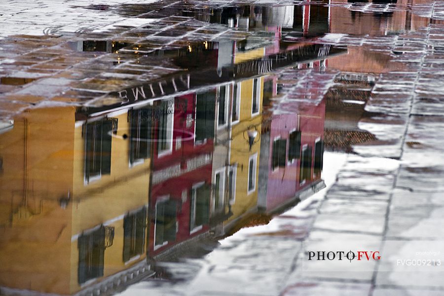 urban colorfull architecture or Burano near Venice, new and old house create a magic atmosphere