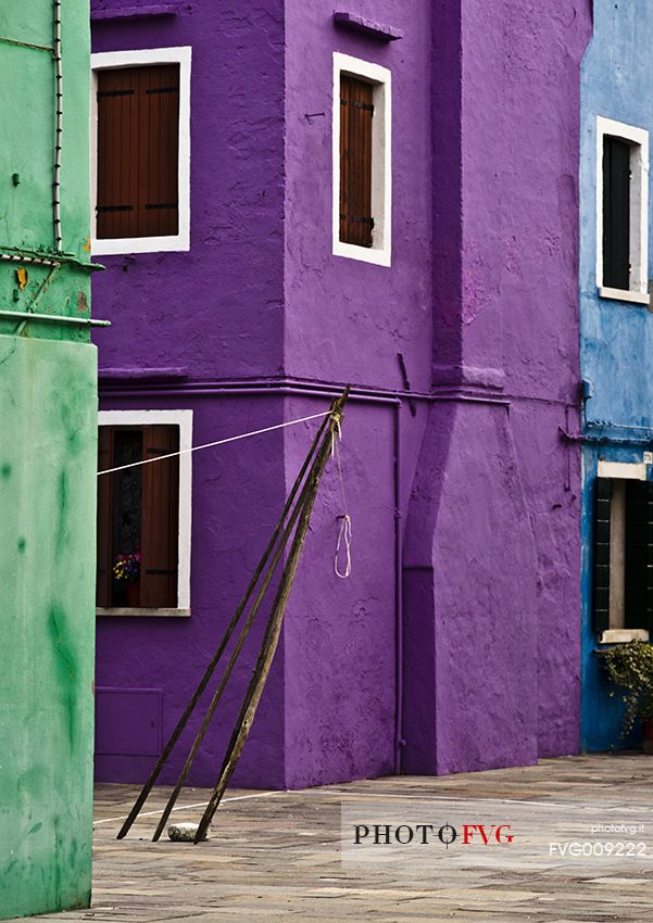 urban colorfull architecture or Burano near Venice, new and old house create a magic atmosphere