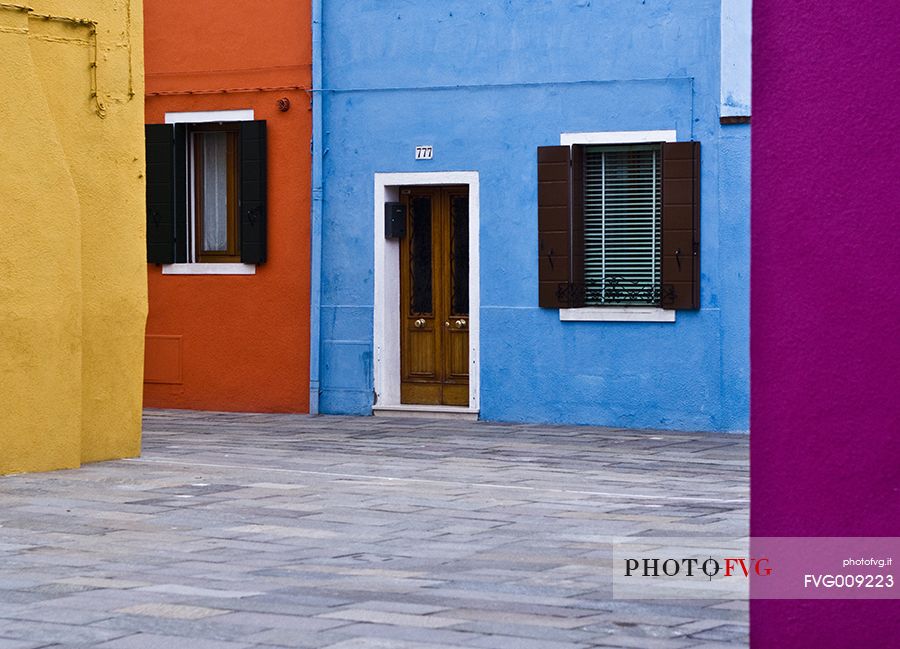 urban colorfull architecture or Burano near Venice, new and old house create a magic atmosphere