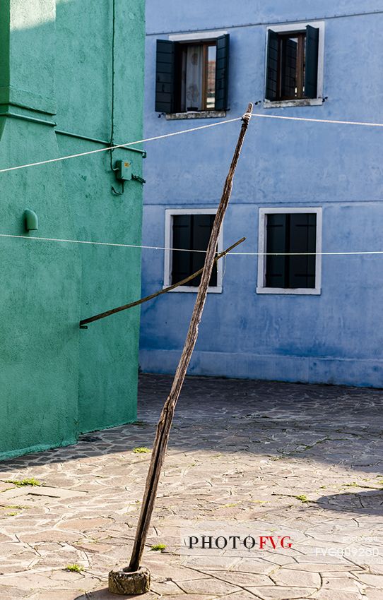 urban colorfull architecture or Burano near Venice, new and old house create a magic atmosphere