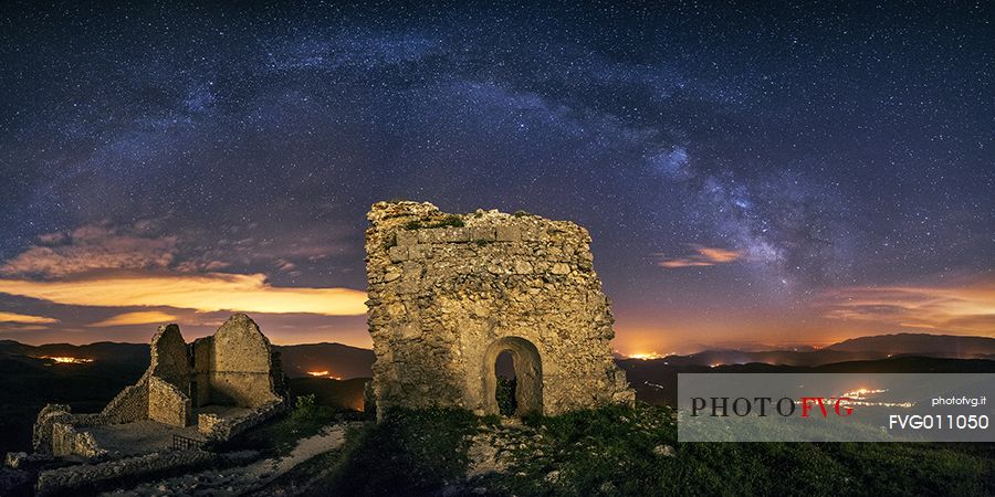 Mily way over Rocca Calascio, Gran Sasso and Monti della Laga national park