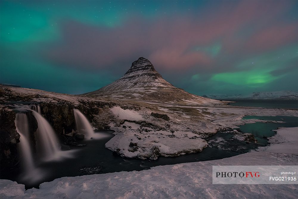 Aurora at Kirkjufell, Snaefellsnes, Iceland, Europe