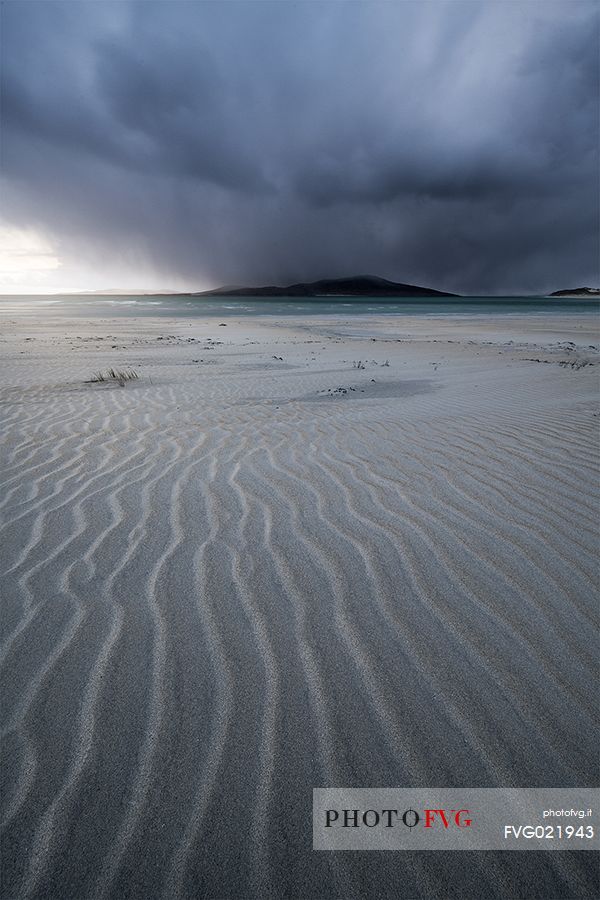 Iconic scottish landscape, Luskentyre beach, Harris isle, Scotland, UK