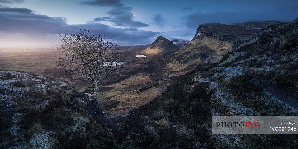 Iconic scottish landscape, Quiraing, isle of Skye, Scotland, UK