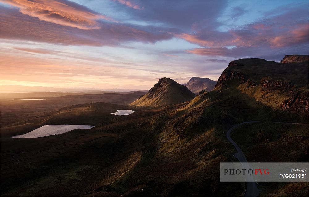 iconic scottish landscape, Quiraing, isle of Skye, Scotland, UK