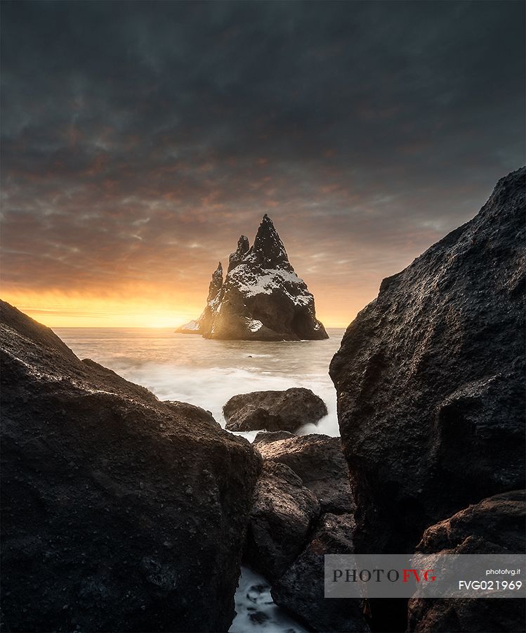 Winter sunrise at Vik beach, Iceland