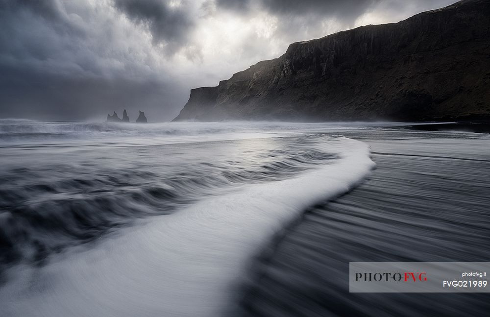 winter sunrise at Vik beach, Iceland