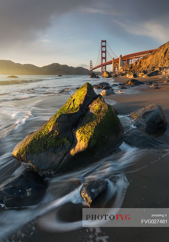 Sunset over Golden Gate Bridge, San Francisco, California, United States