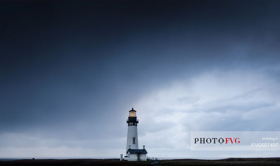 Storm at Yaquina Head lighthouse, Oregon, United States