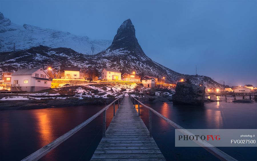 Reine village at twilight, Lofoten islands, Norway