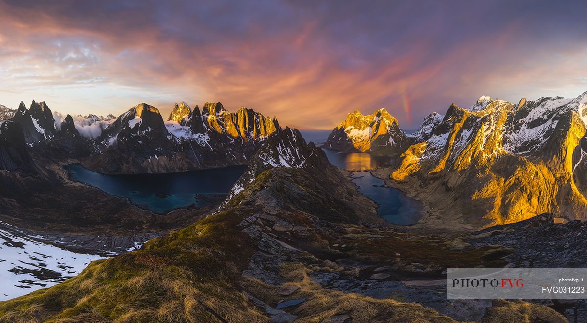 Panoramic view of Reine, Lofoten Island, Norway