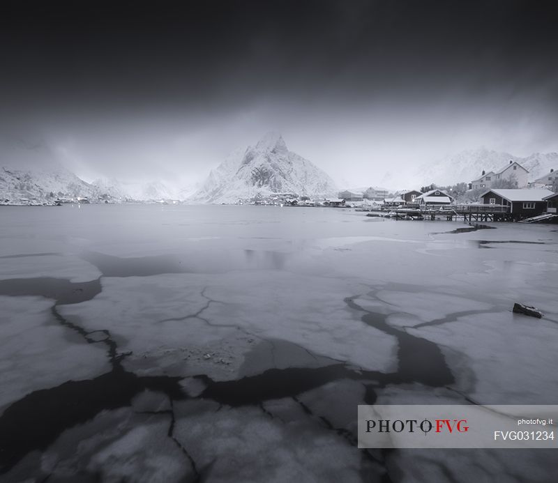 Winter view of Reine a small fishing village, Lofoten islands, Norway