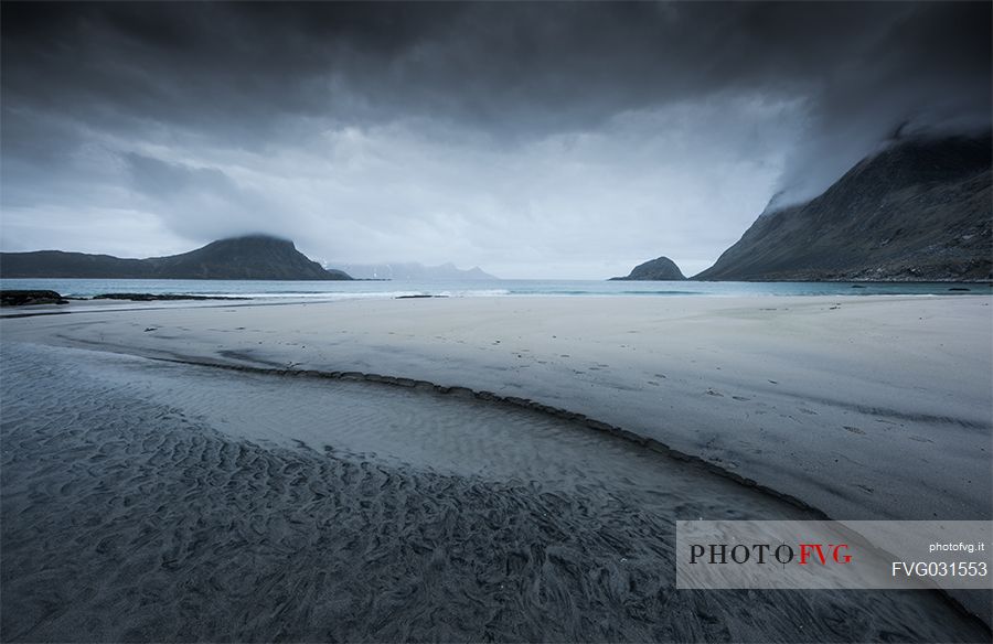 Storm in Haukland coast, Lofoten islands, Norway