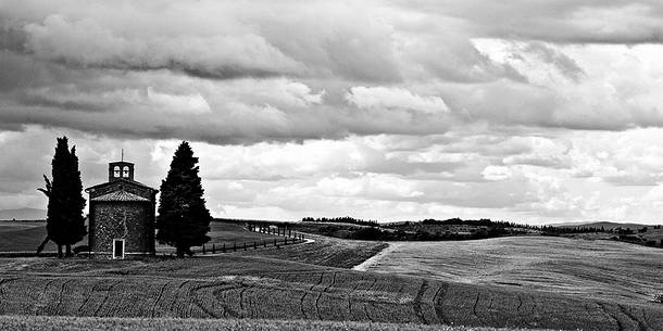 storm over the chapel of Vitaleta near Pienza