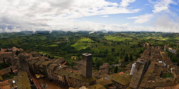 landscape over san gimignano turret