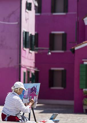 urban colorfull architecture or Burano near Venice, new and old house create a magic atmosphere urban colorfull architecture or Burano near Venice, new and old house create a magic atmosphere