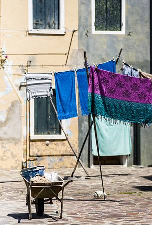 urban colorfull architecture or Burano near Venice, new and old house create a magic atmosphere