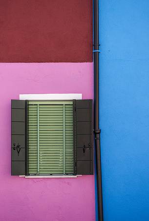 urban colorfull architecture or Burano near Venice, new and old house create a magic atmosphere