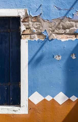 urban colorfull architecture or Burano near Venice, new and old house create a magic atmosphere