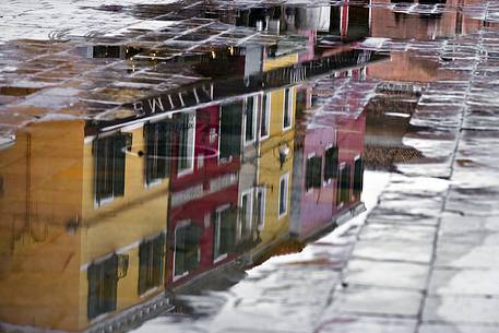 urban colorfull architecture or Burano near Venice, new and old house create a magic atmosphere