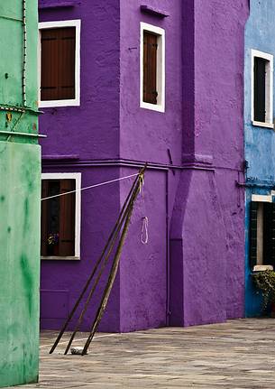 urban colorfull architecture or Burano near Venice, new and old house create a magic atmosphere