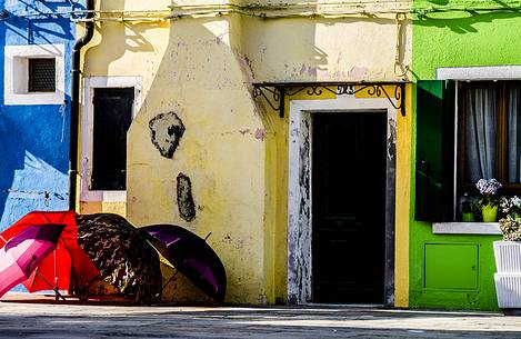 urban colorfull architecture or Burano near Venice, new and old house create a magic atmosphere