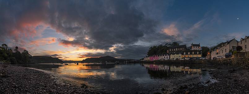 sunrise over portree