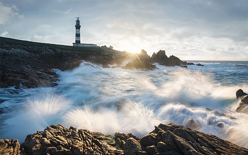 Lighthouse and seascape at Ouessan Island, Ile D'Ouessant, Britanny, France