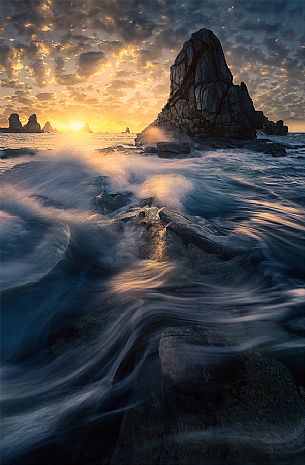 Sunset at Plougrescant, brittany seascape, France