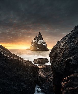 Winter sunrise at Vik beach, Iceland