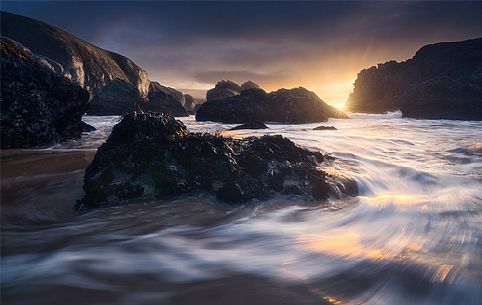 Belle ile en Mer at sunset, brittany landscape and seascape, France