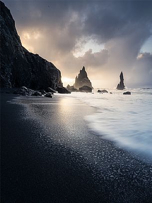 winter sunrise at Vik beach, Iceland