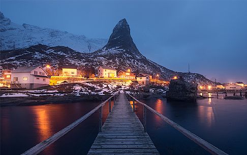 Reine village at twilight, Lofoten islands, Norway