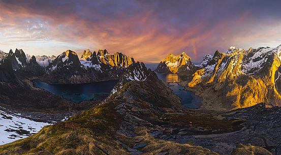 Panoramic view of Reine, Lofoten Island, Norway