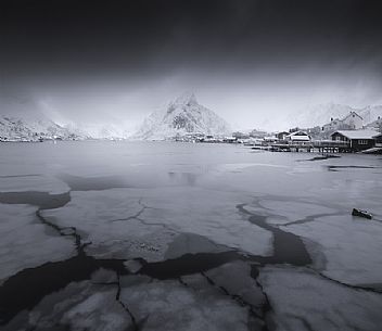 Winter view of Reine a small fishing village, Lofoten islands, Norway